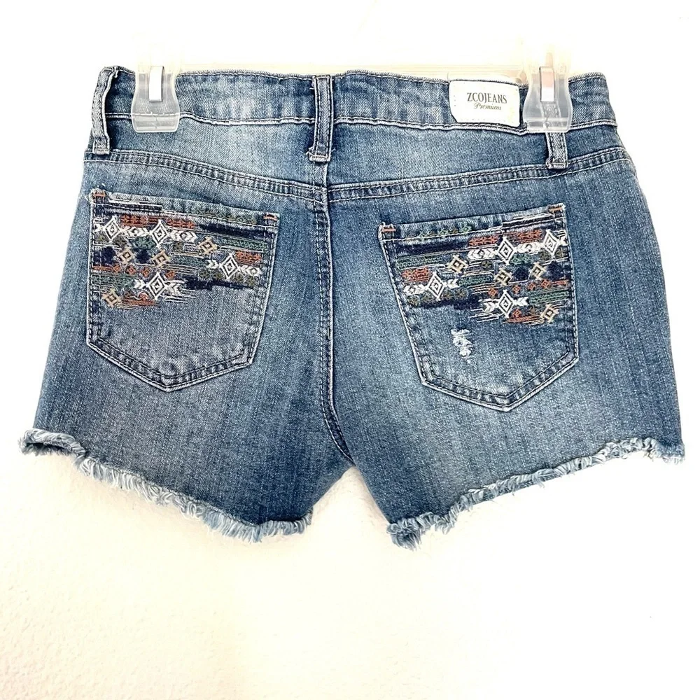 ZCO JEANS girls embroidered cut off denim jeans-14